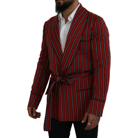 Dolce & Gabbana Red Striped Martini Printed Lining Robe KOS2146- 48