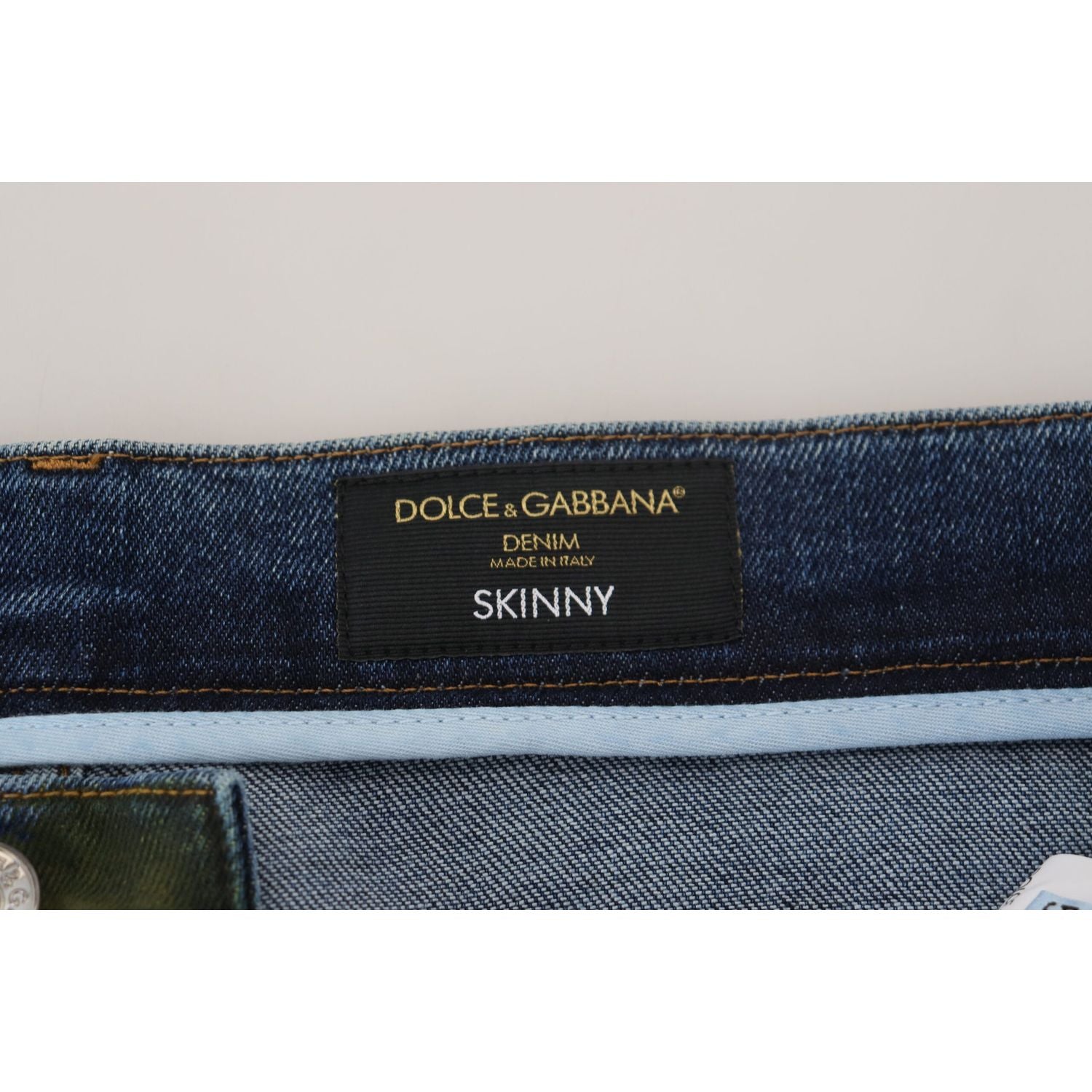 Dolce & Gabbana Blue Green Skinny Cotton Denim Jeans