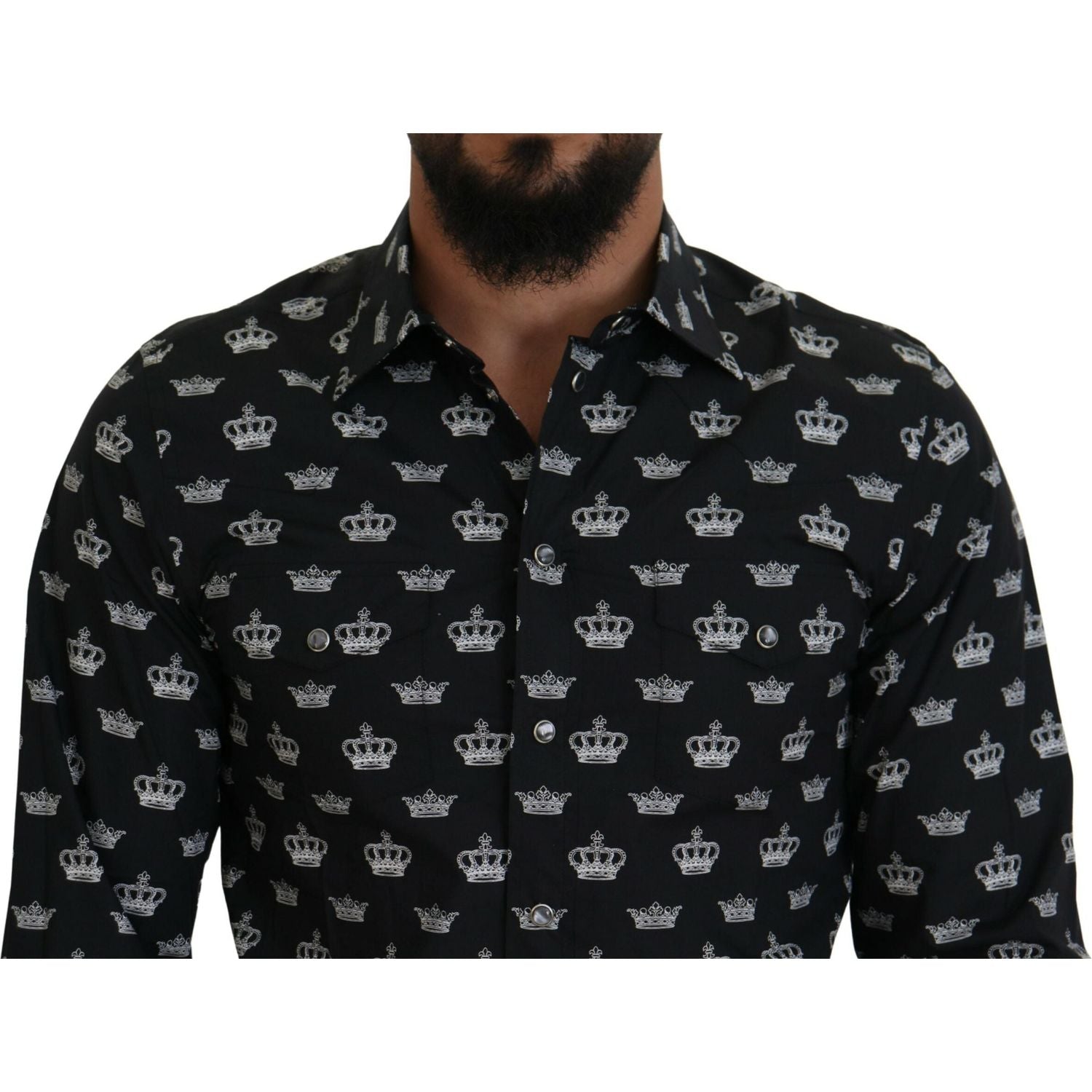 قميص رسمي أنيق بقصّة Slim Fit بطبعة تاج من Dolce &amp; Gabbana