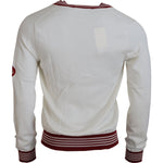Dolce & Gabbana White Red Knitted V-neck Pullover Sweater