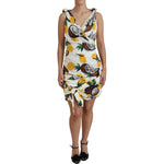 Dolce & Gabbana White Coconut Print Sheath Mini Silk Dress DR28729-44