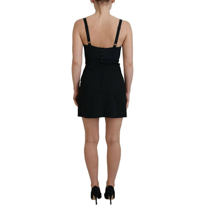 Dolce & Gabbana Black Fit Wool Stretch Sheath Mini Dress