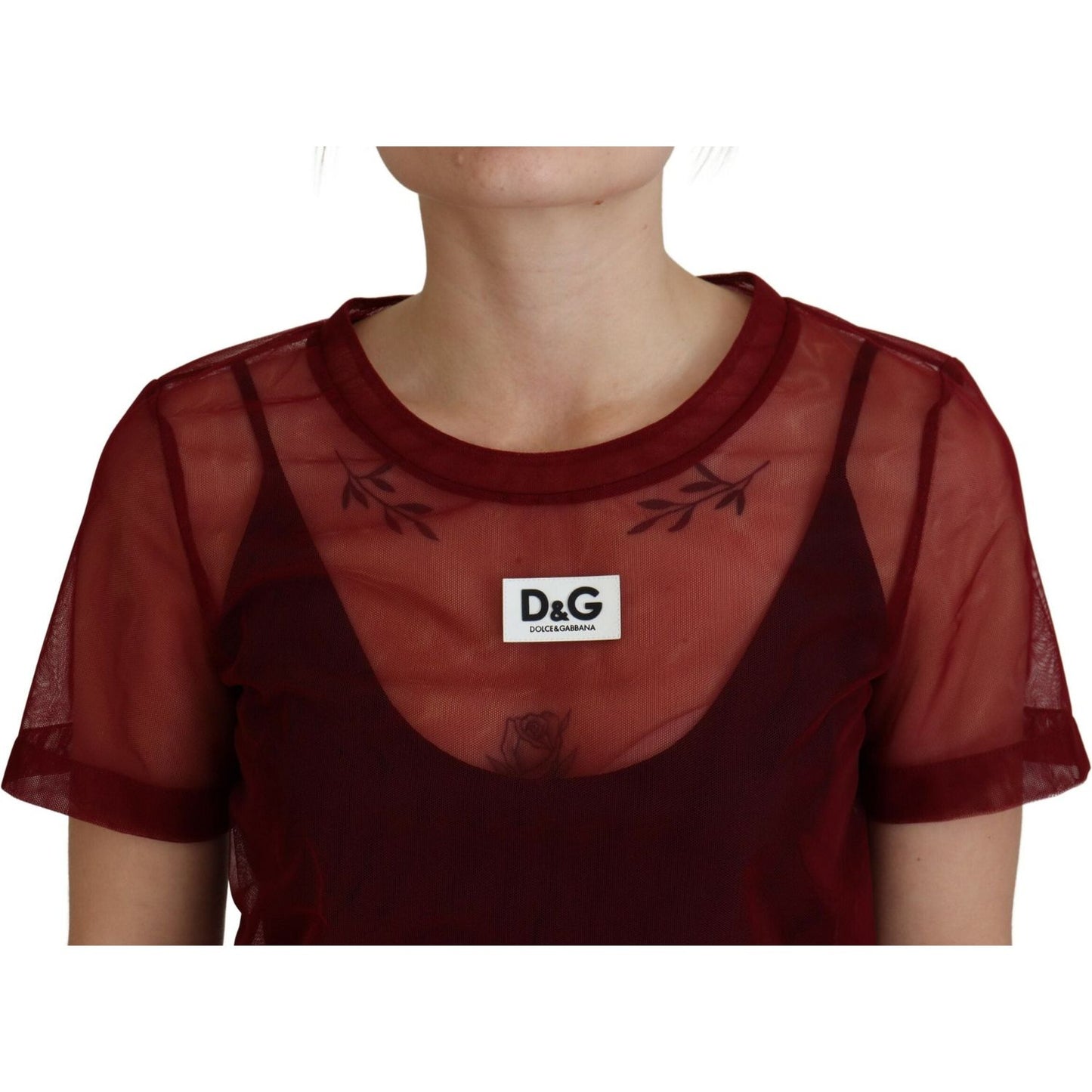 Dolce & Gabbana Maroon Nylon Two Layer Shift Mini Dress