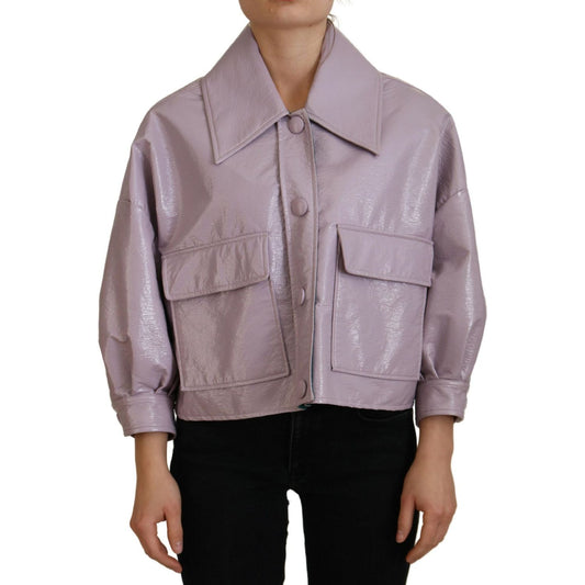 Dolce & Gabbana Purple Cotton Button Down Cropped Jacket JKT3577- 40