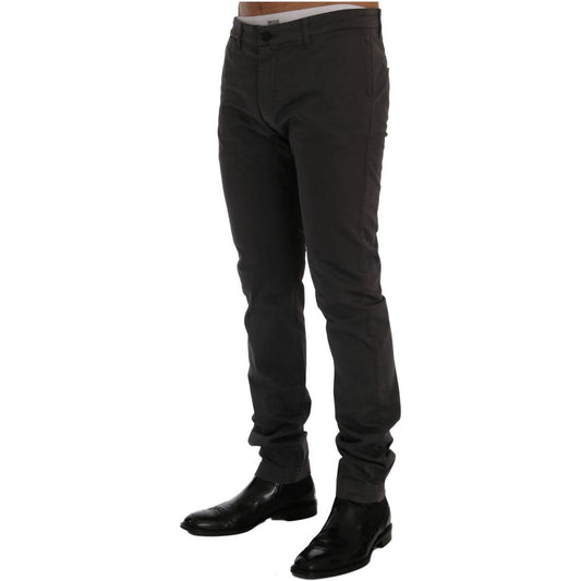 GF Ferre Gray Cotton Stretch Chinos Pants SIG60484-1