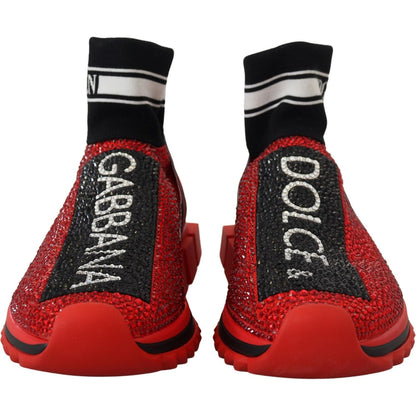 Dolce & Gabbana Red Bling Sorrento Sneakers Socks Shoes