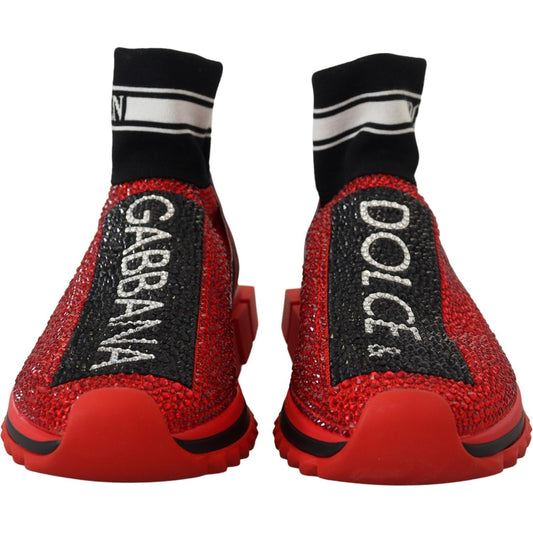 Dolce & Gabbana Red Bling Sorrento Sneakers Socks Shoes LA10189- 35