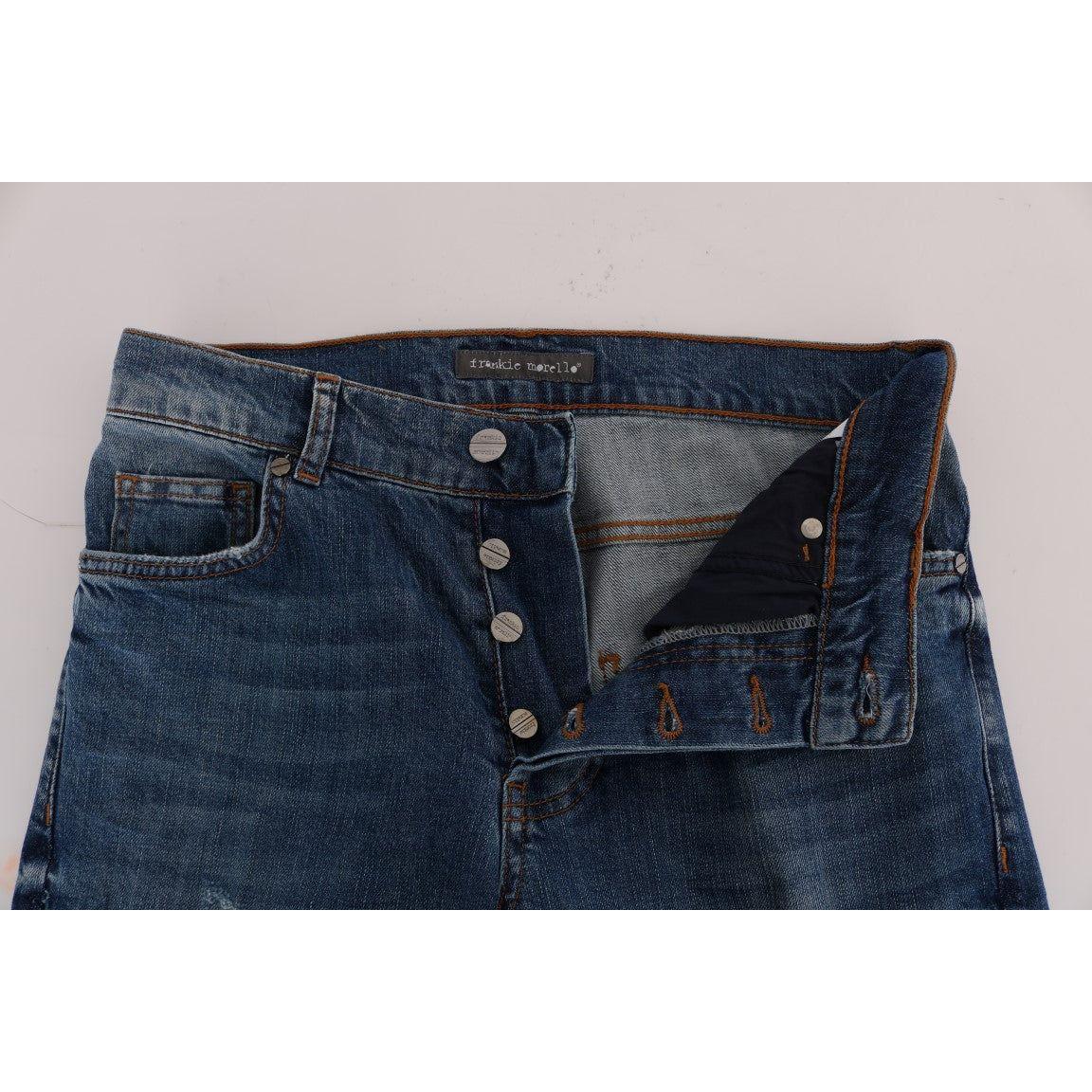 بنطلون جينز أزرق ضيق من Frankie Morello Svelte Italian Denim