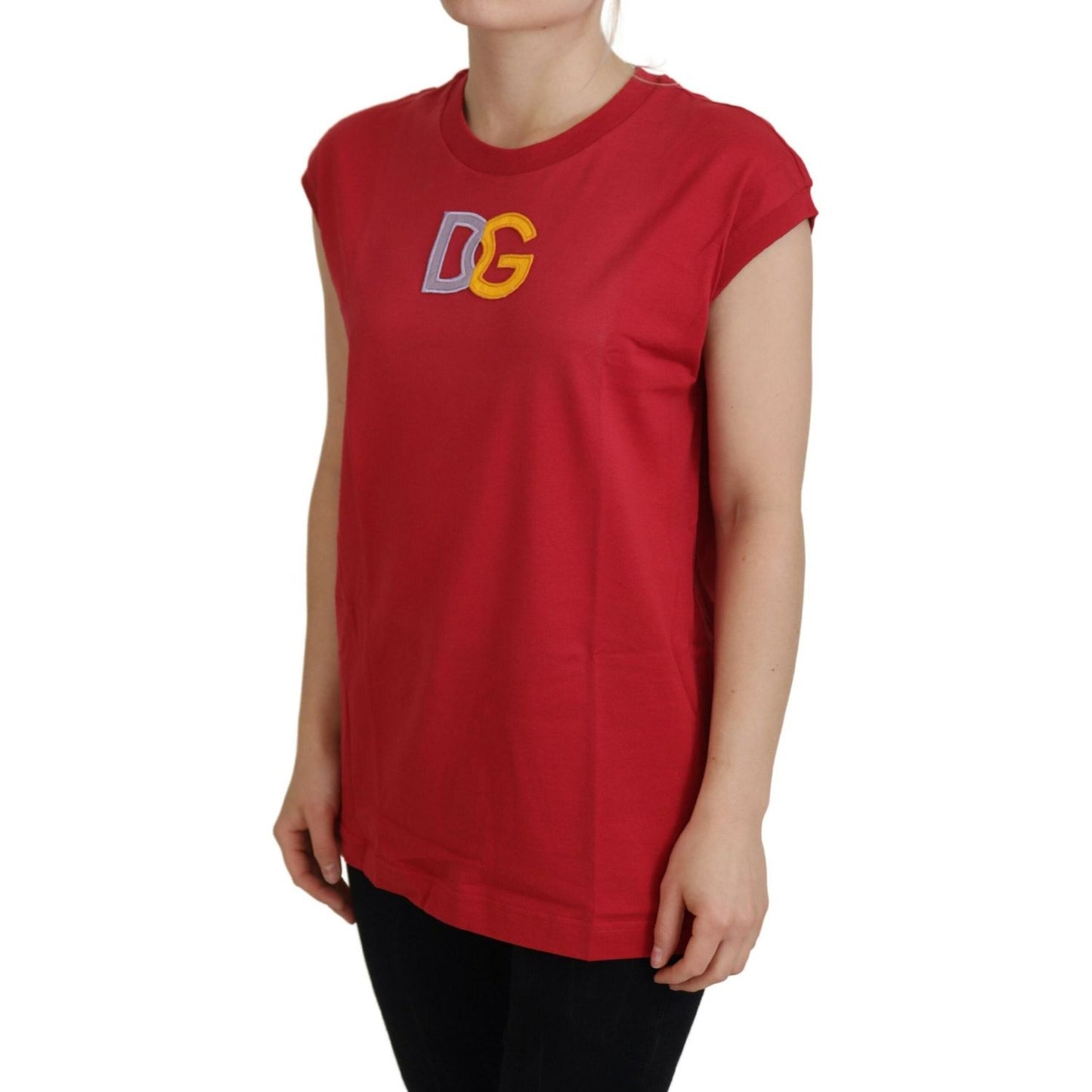 Dolce & Gabbana Red Cotton DG Logo Tank Top T-shirt