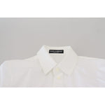 Dolce & Gabbana White Cotton Collared Long Sleeves Formal Top TSH82999- 42
