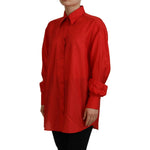 Dolce & Gabbana Red Silk Collared Long Sleeves Dress Shirt Top TSH83773- 40
