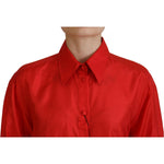 Dolce & Gabbana Red Silk Collared Long Sleeves Dress Shirt Top TSH83773- 40
