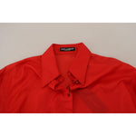 Dolce & Gabbana Red Silk Collared Long Sleeves Dress Shirt Top TSH83773- 40