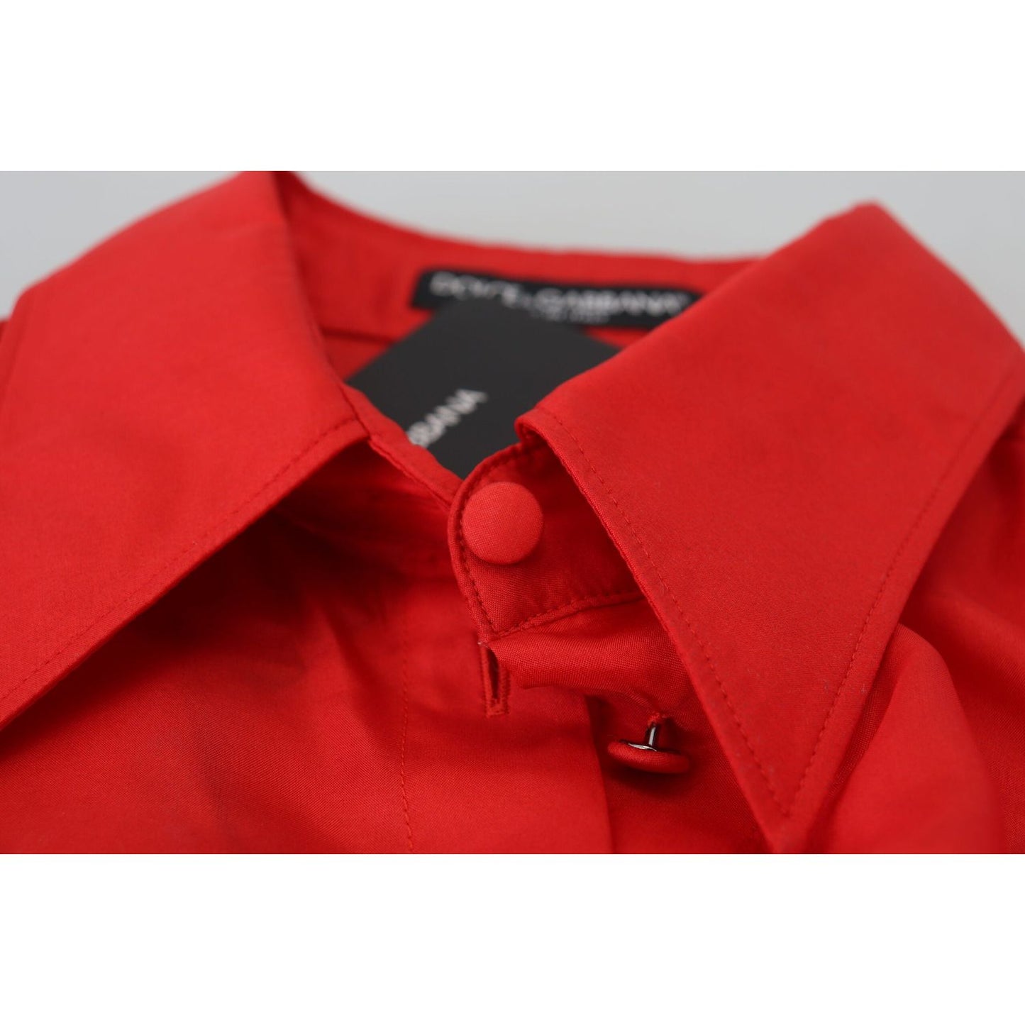 Dolce & Gabbana Red Silk Collared Long Sleeves Dress Shirt Top TSH83773- 40