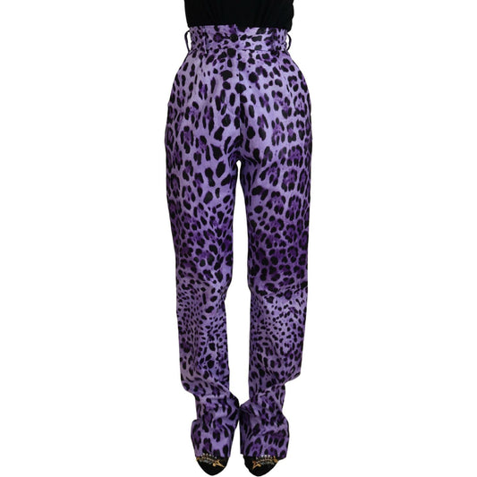 Dolce & Gabbana Purple Leopard Print High Waist Pants PAN74183- 40