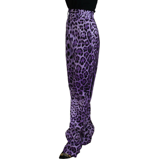 Dolce & Gabbana Purple Leopard Print High Waist Pants PAN74183- 40