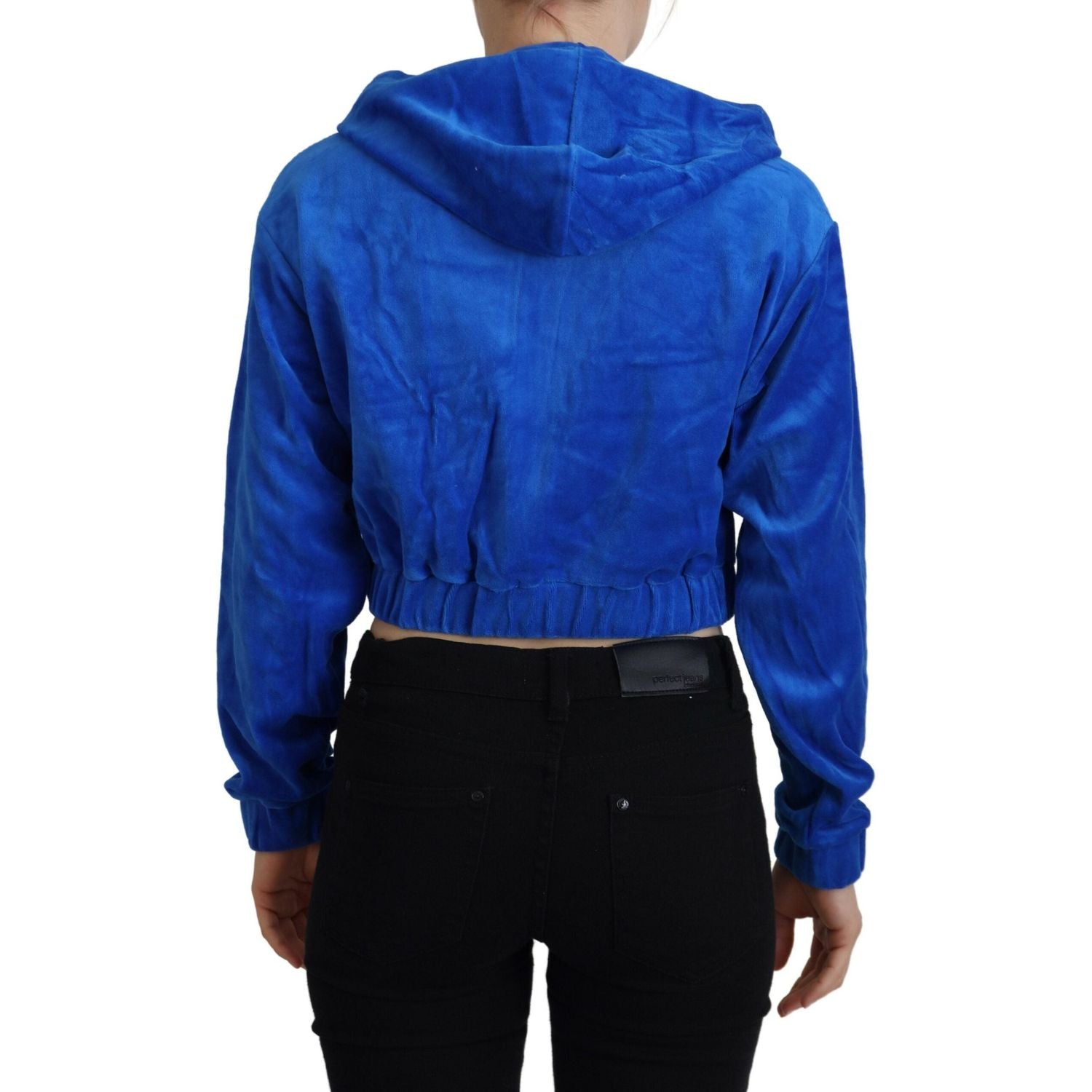 سترة Juicy Couture Glam ذات غطاء رأس وسحّاب مقصوصة باللون الأزرق