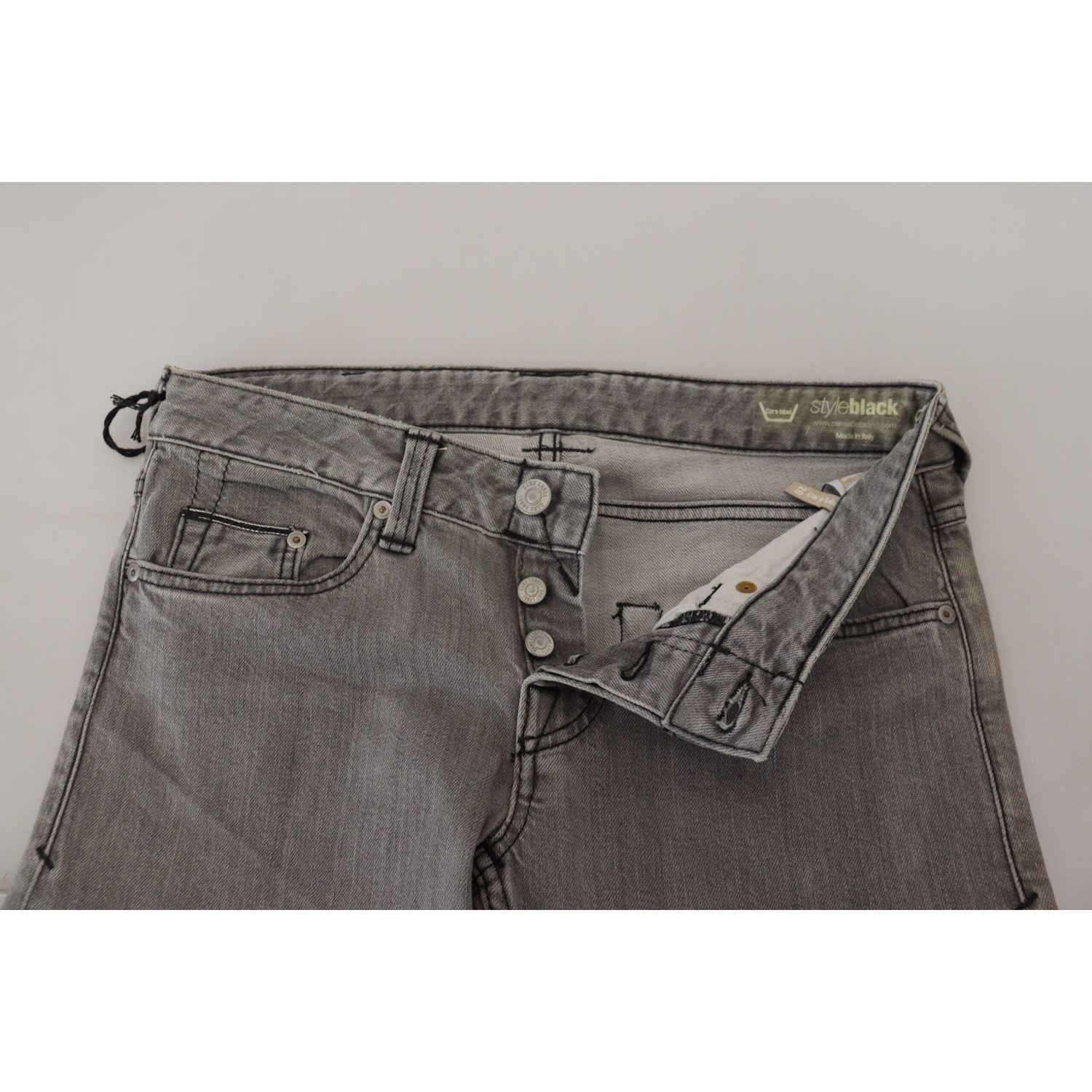 时尚低腰紧身灰色牛仔裤