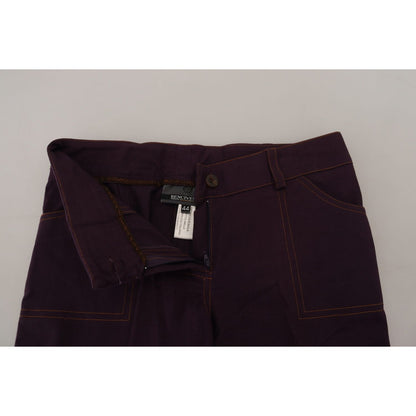 BENCIVENGA Purple Cotton Mid Waist Women Tapered Pants