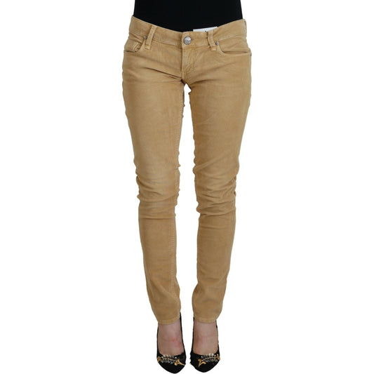 Acht Brown Cotton Corduroy Low Waist Women Casual Jeans PAN74064- 26