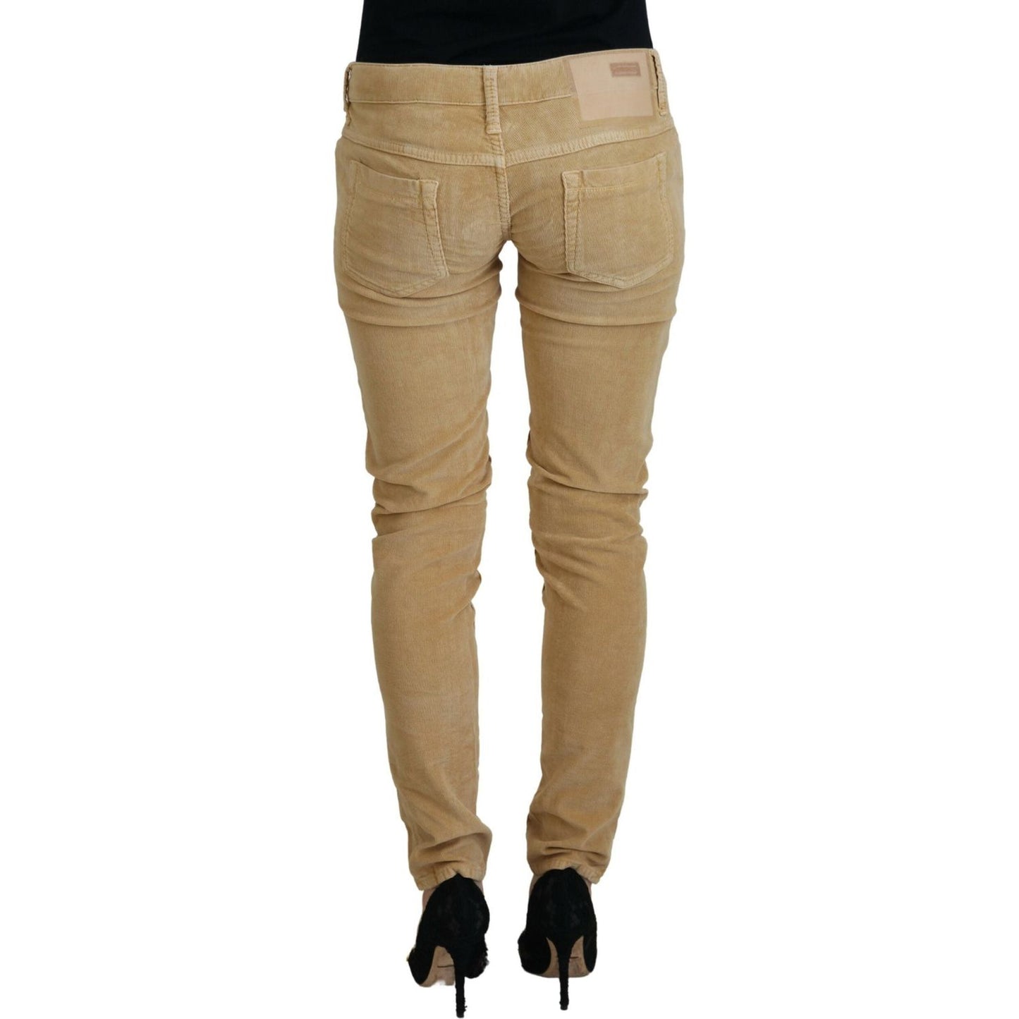 Acht Brown Cotton Corduroy Low Waist Women Casual Jeans PAN74064- 26