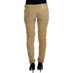 Acht Brown Cotton Corduroy Low Waist Women Casual Jeans PAN74064- 26