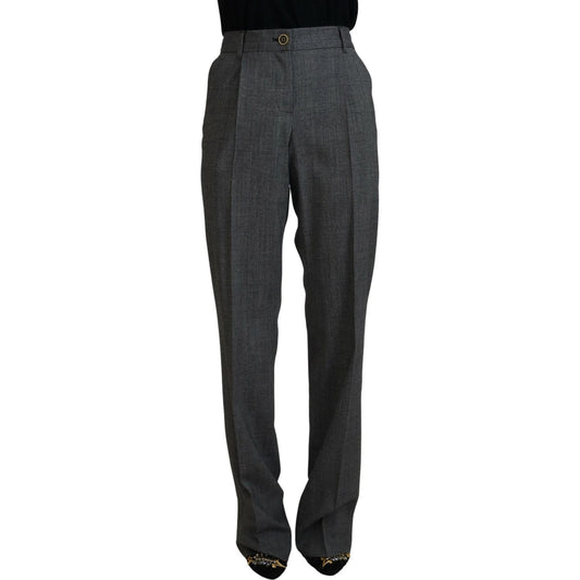 Dolce & Gabbana Gray High Waist Women Wool Pants