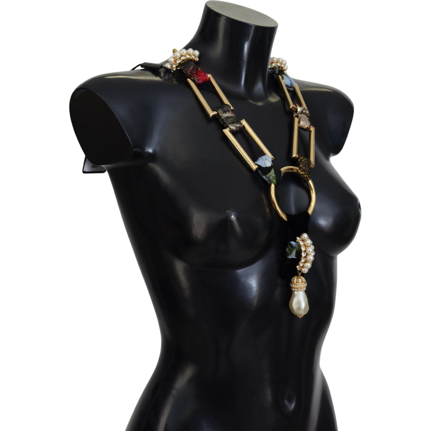 Dolce & Gabbana Gold Brass Sicily Crystal Robe Statement Necklace Necklace