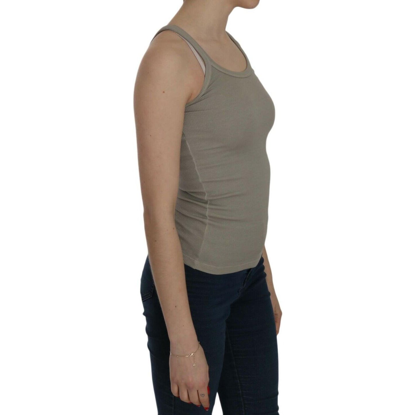 PINK MEMORIES Beige Sleeveless Spaghetti Strap Tank Blouse