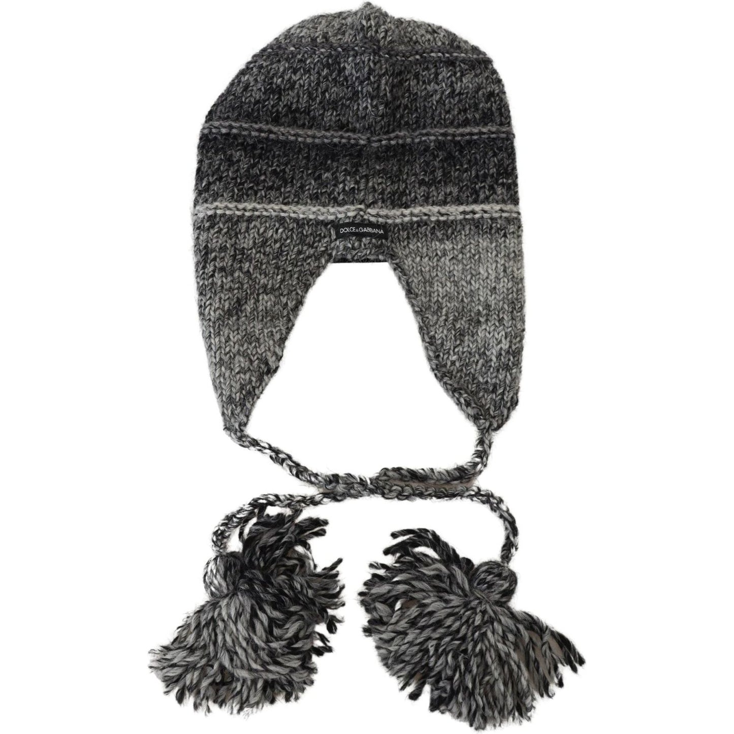 Dolce & Gabbana Gray Warm Fleece Ear Flaps Knit Beanie Hat