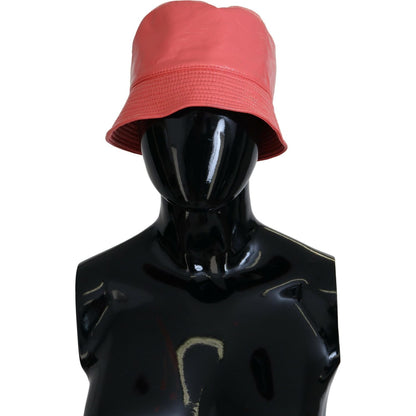 Dolce & Gabbana Peach Quilted Faux Leather Women Bucket Cap Hat