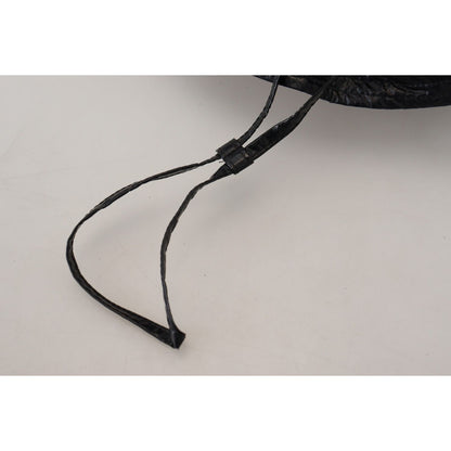 Dolce & Gabbana Black Quilted Faux Leather Women Bucket Cap Hat