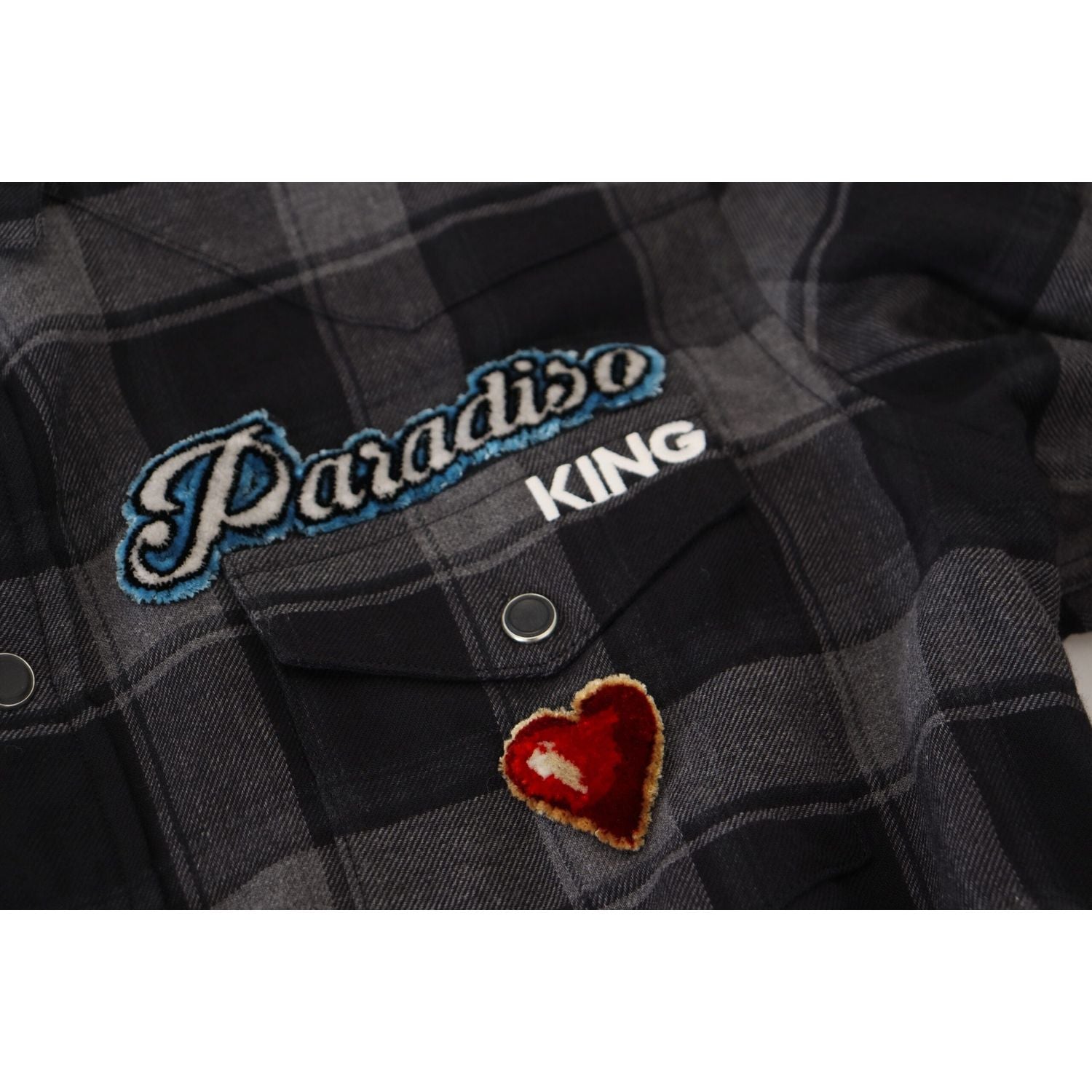 Dolce & Gabbana Black Gray Check Men Long Sleeves Shirt