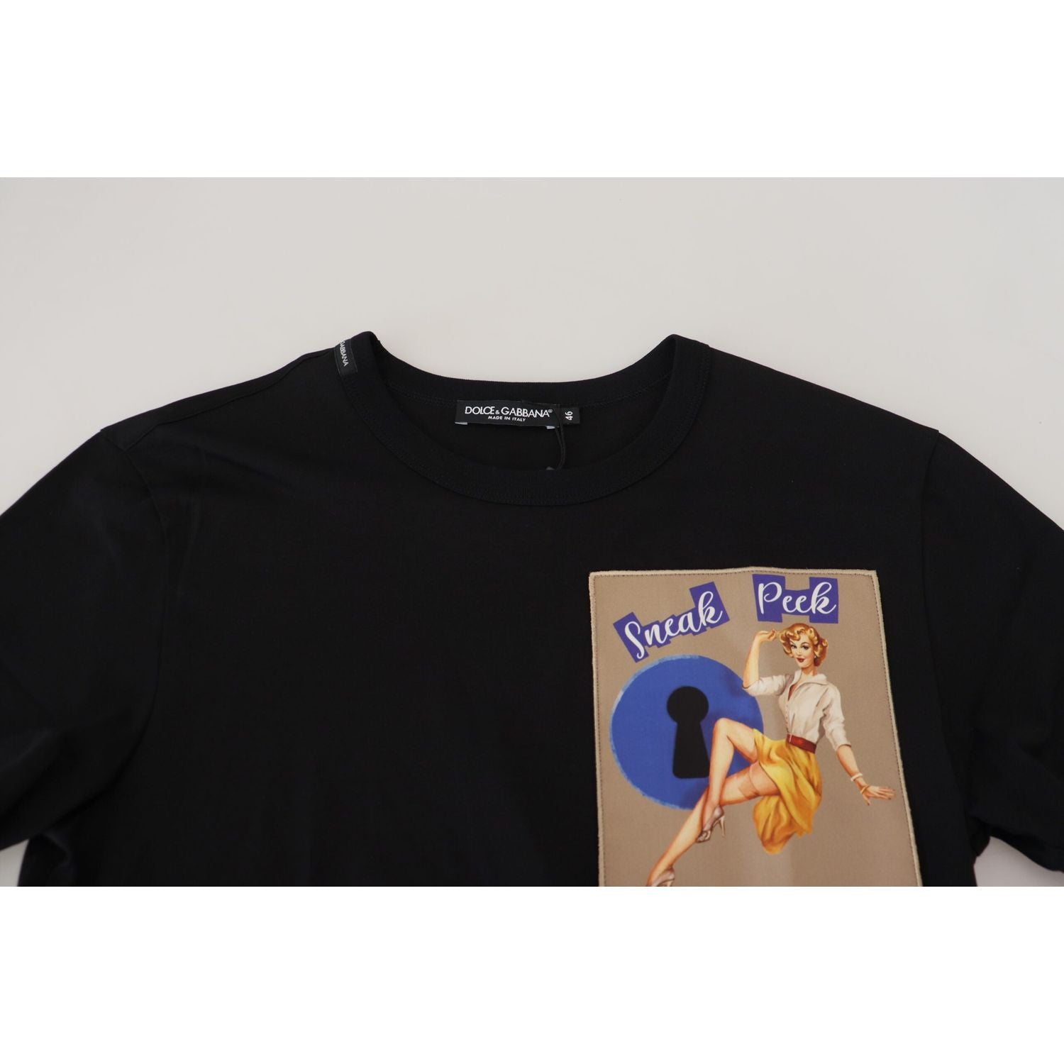 تي شيرت Dolce &amp; Gabbana باللون الأسود من القطن للرجل العصري