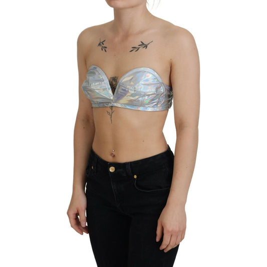 Dolce & Gabbana Silver Holographic Effect Bustier Brassiere Top TSH83154 -40