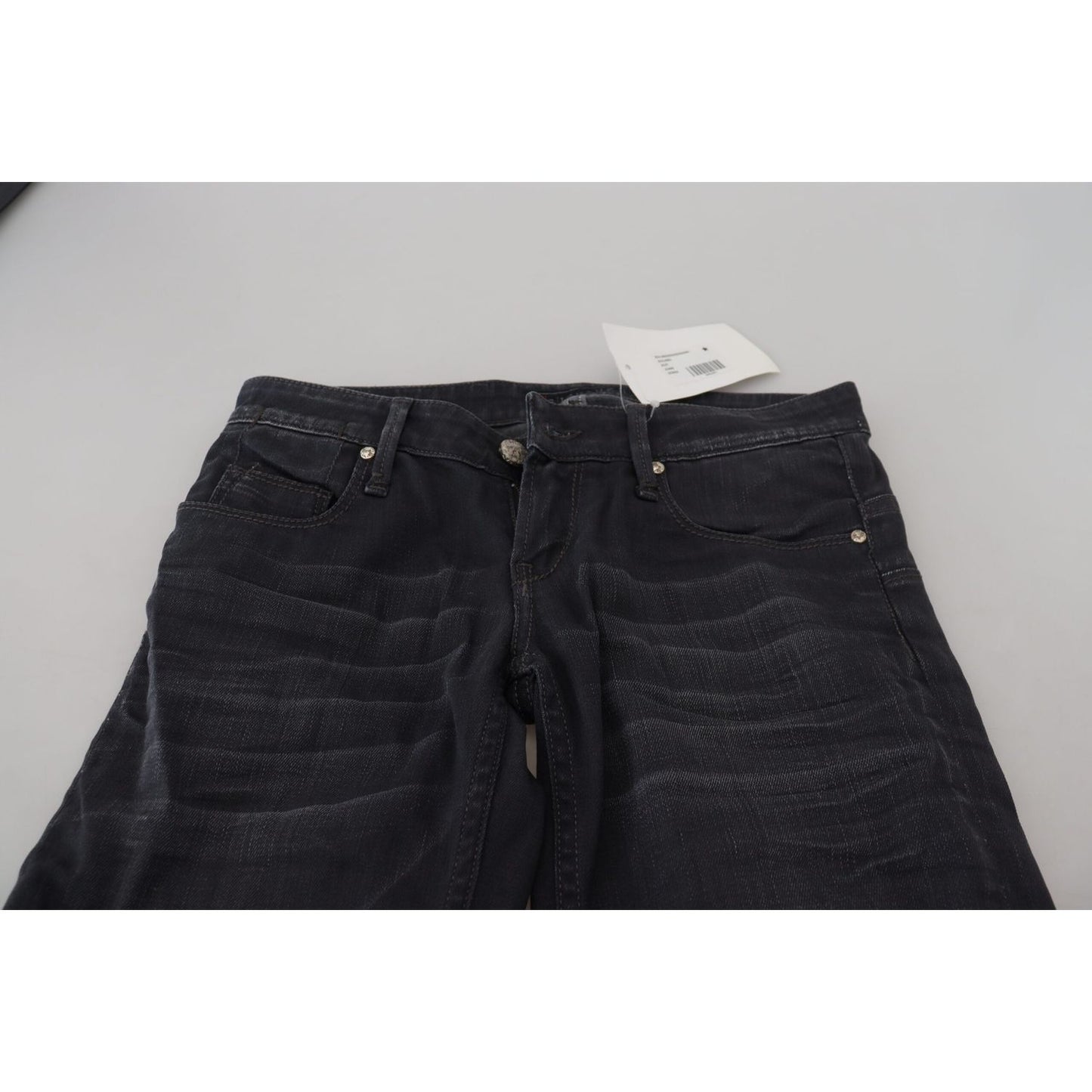 Acht Black Washed Low Waist Slim Fit Cotton Denim Jeans