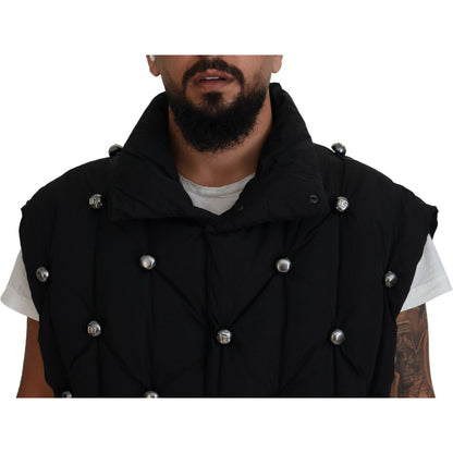 Dolce & Gabbana Black Sleeveless DG Metal Embellishment Jacket