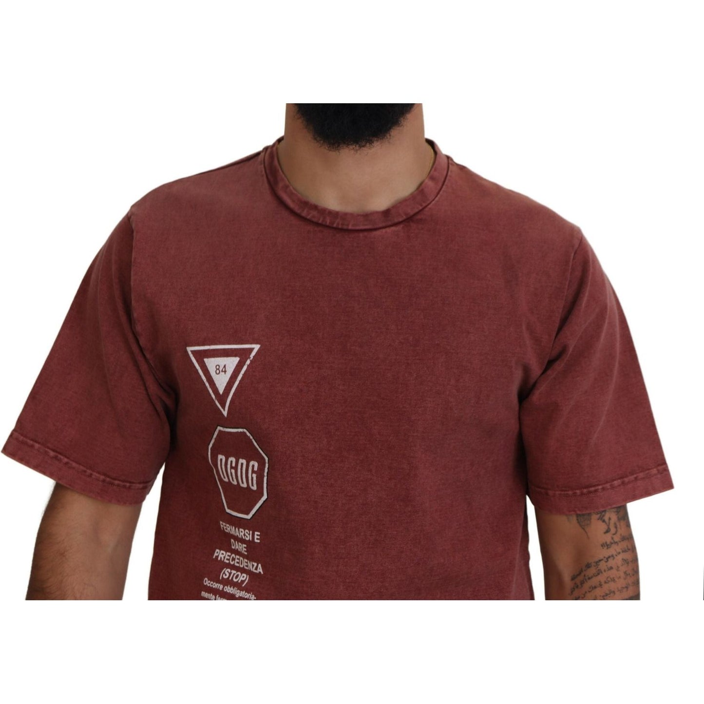 Dolce & Gabbana Maroon Print Round Neck Short Sleeves T-shirt TSH83948-46