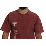 Dolce & Gabbana Maroon Print Round Neck Short Sleeves T-shirt TSH83948-46