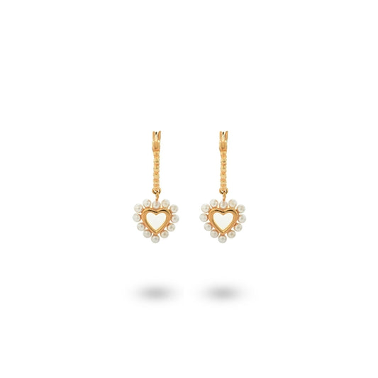 24KAE JEWELS JEWELRY Mod. 42403Y heart-shaped earrings with pearls