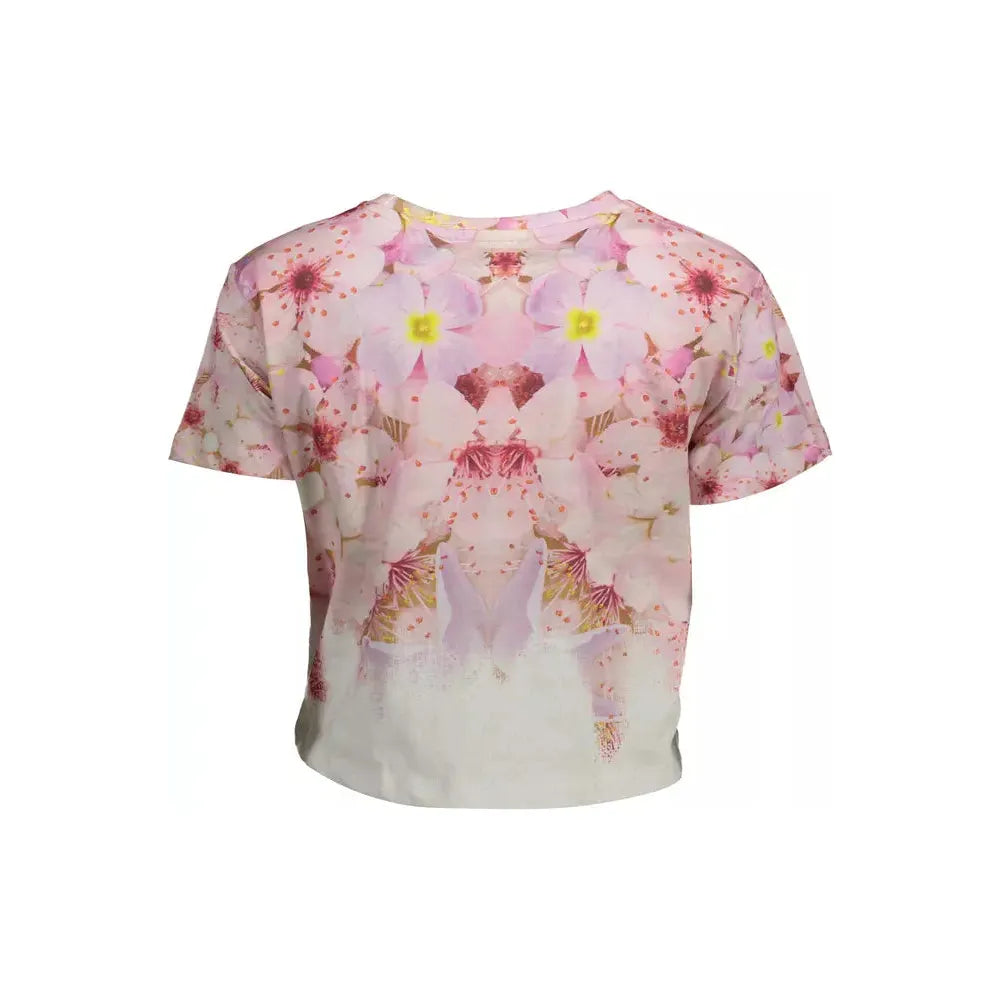 تي شيرت Desigual Chic Pink من القطن المطرز