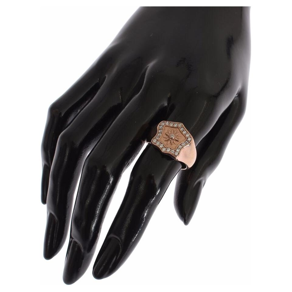 Nialaya Pink Gold 925 Silver Authentic Clear Ring Ring