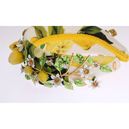 Dolce & Gabbana Yellow Lemons Sicily Crystal Diadem Tiara Headband SMY1037
