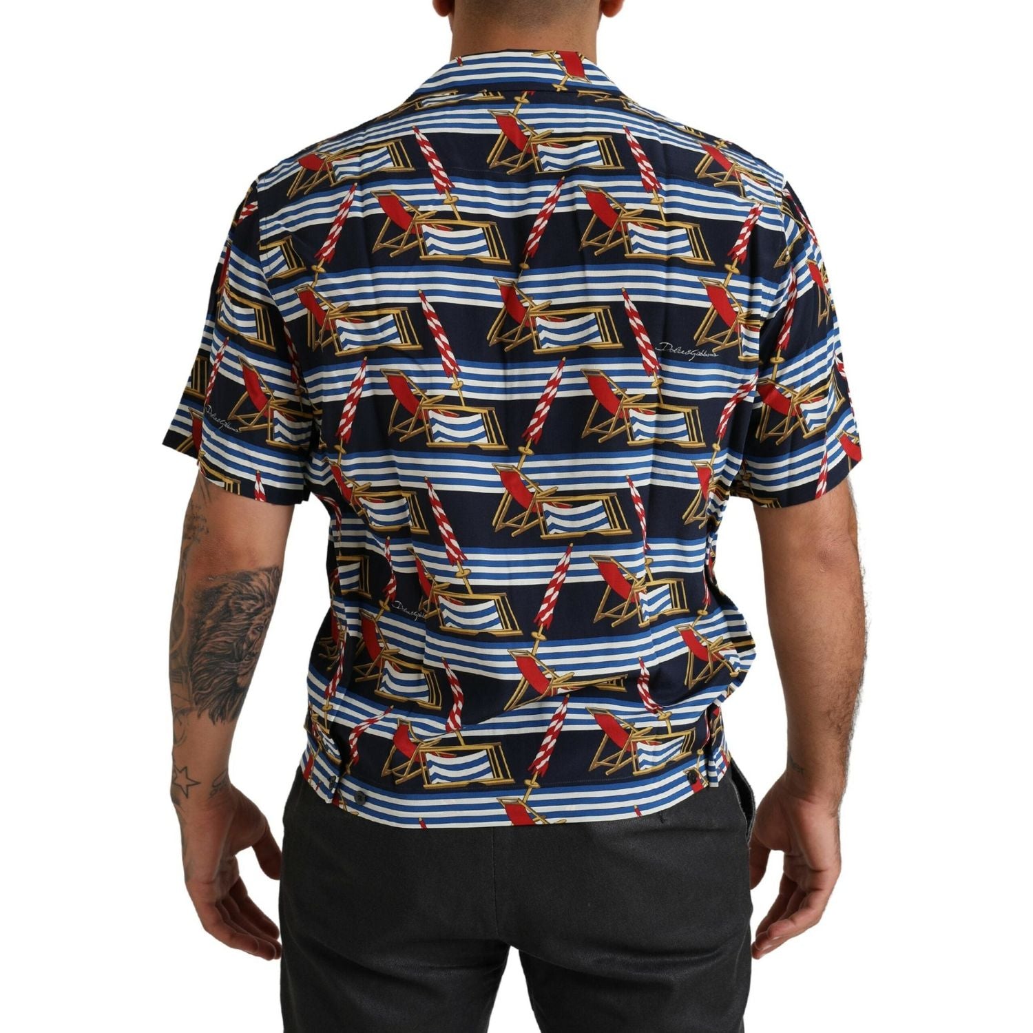 Dolce & Gabbana Multicolor Beach Chair Short Sleeves Shirt
