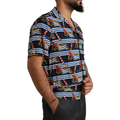 Dolce & Gabbana Multicolor Beach Chair Short Sleeves Shirt