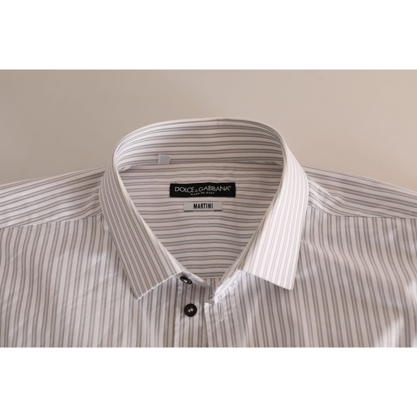 Dolce & Gabbana White MARTINI Cotton Stripe Dress Formal Shirt TSH84106-38