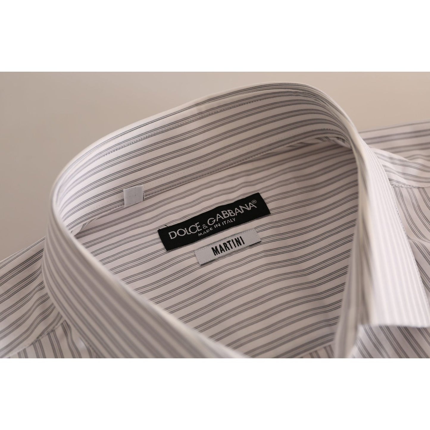 Dolce & Gabbana White MARTINI Cotton Stripe Dress Formal Shirt TSH84106-38