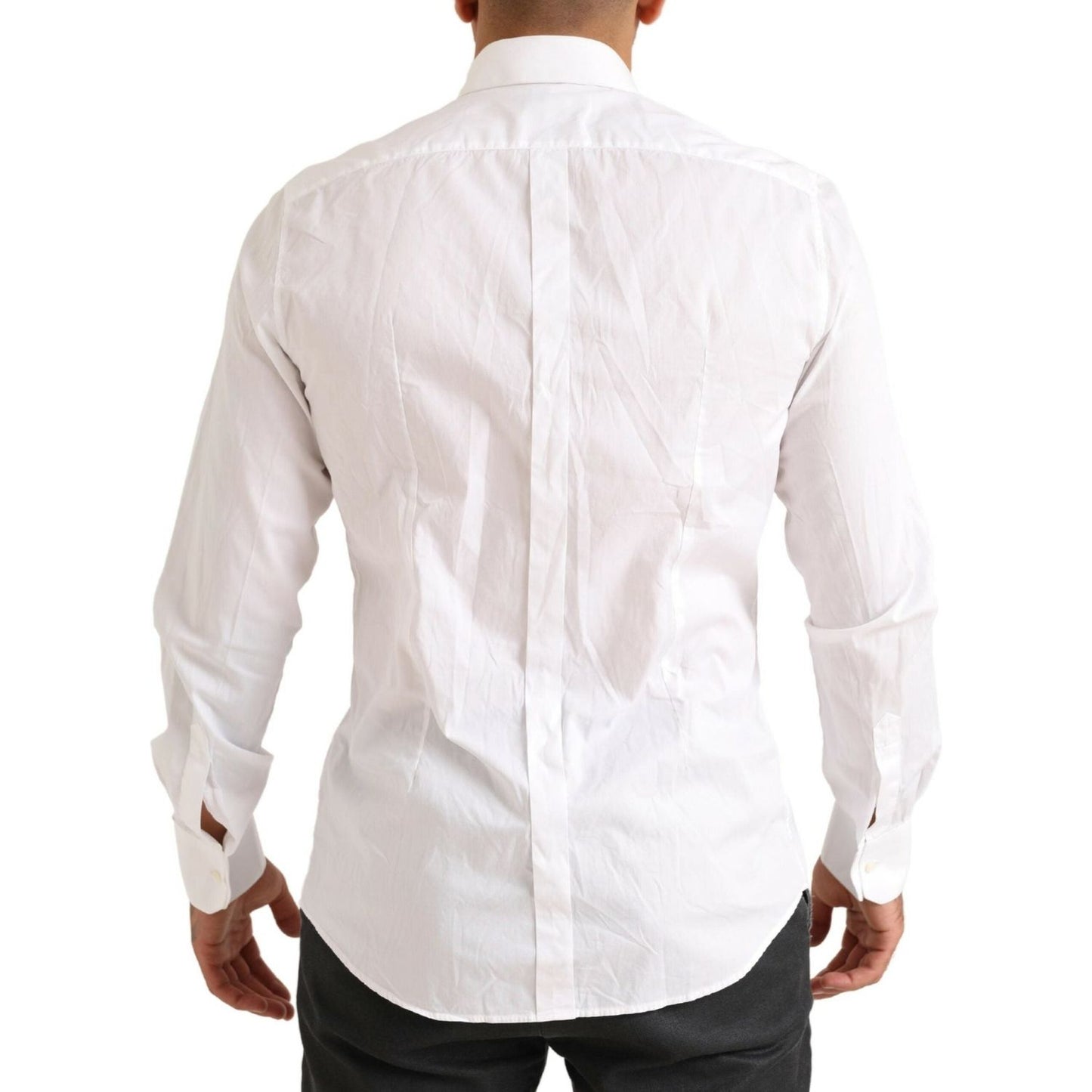 Dolce & Gabbana White GOLD Formal Cotton Tuxedo Dress Shirt TSH84110-38