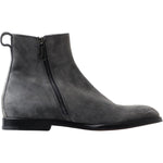 Dolce & Gabbana Gray Leather Men Ankle Boots Shoes MV5002-39