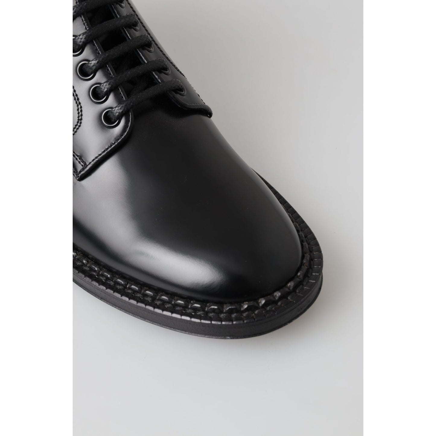 Dolce & Gabbana Black Leather Men Short Boots Lace Up Shoes